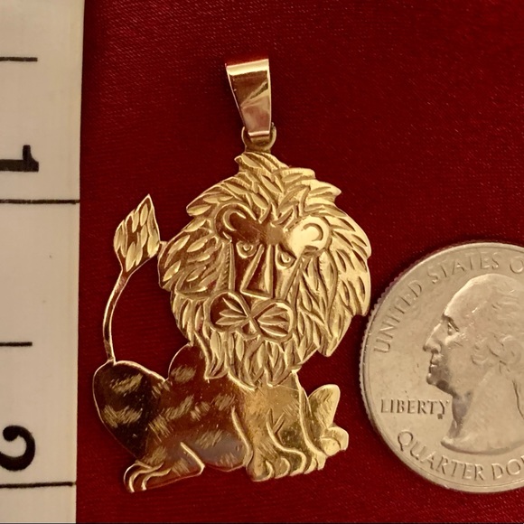Lion Unisex pendant 14 karat gold. - Picture 2 of 4